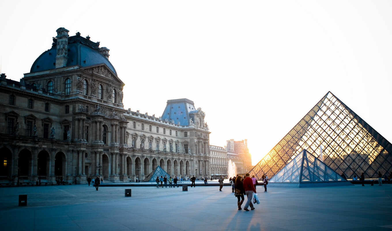 вечер, франция, париж, museum, louvre, пирамида, french