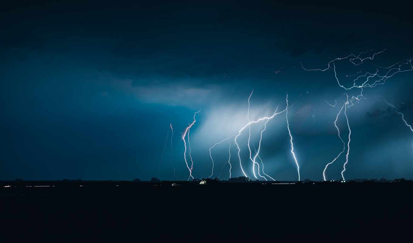 природа, буря, ночь, lightning