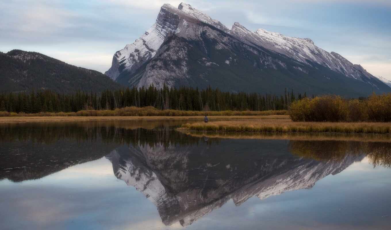 озеро, фото, гора, канада, альберта, res, park, national, banff, vermilion, rundle