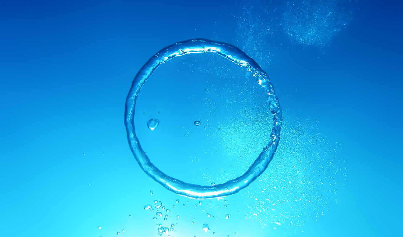 water, a circle, water, bubbles, water, with water, bubbles