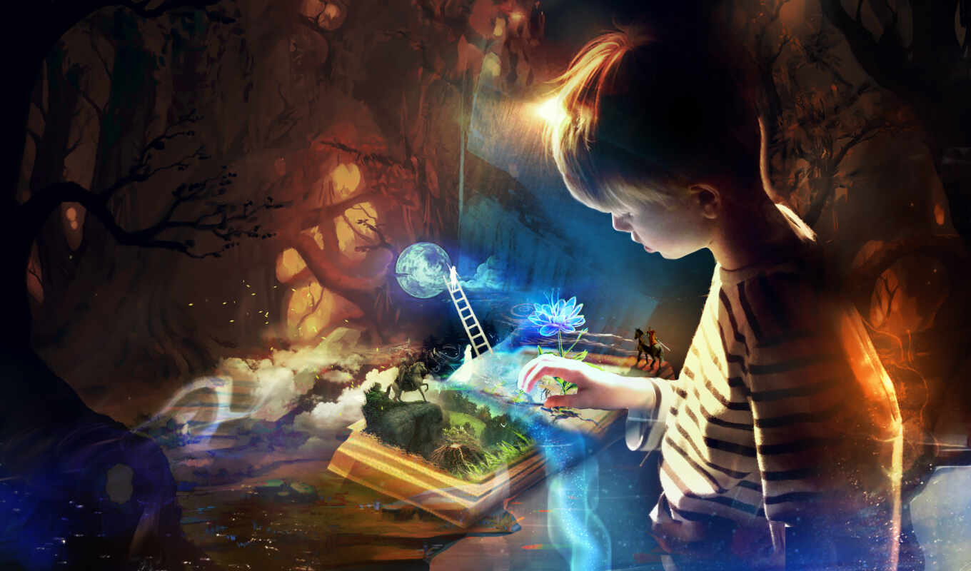 girl, book, fantasy, fairy tale, kid, small, boy, a child, fairy tales, imagination
