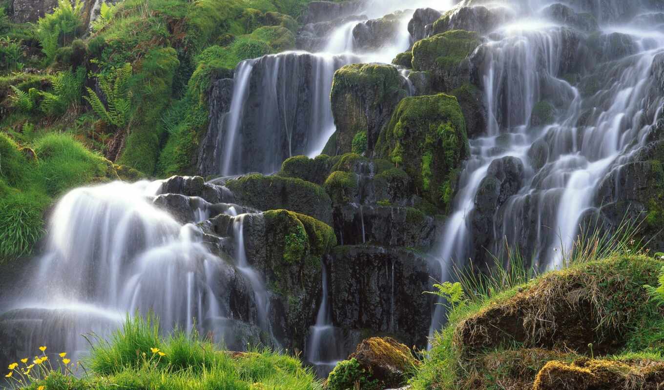 mountain, beautiful, waterfall