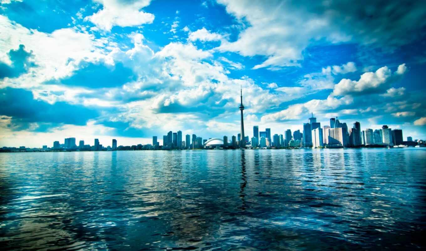 lake, sky, blue, summer, horizon, Toronto