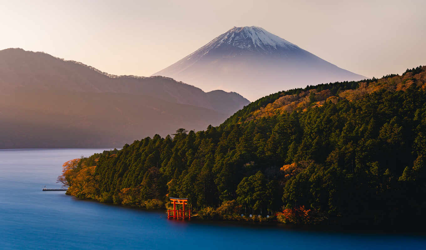 lake, mountain, Japan, mount, hakone