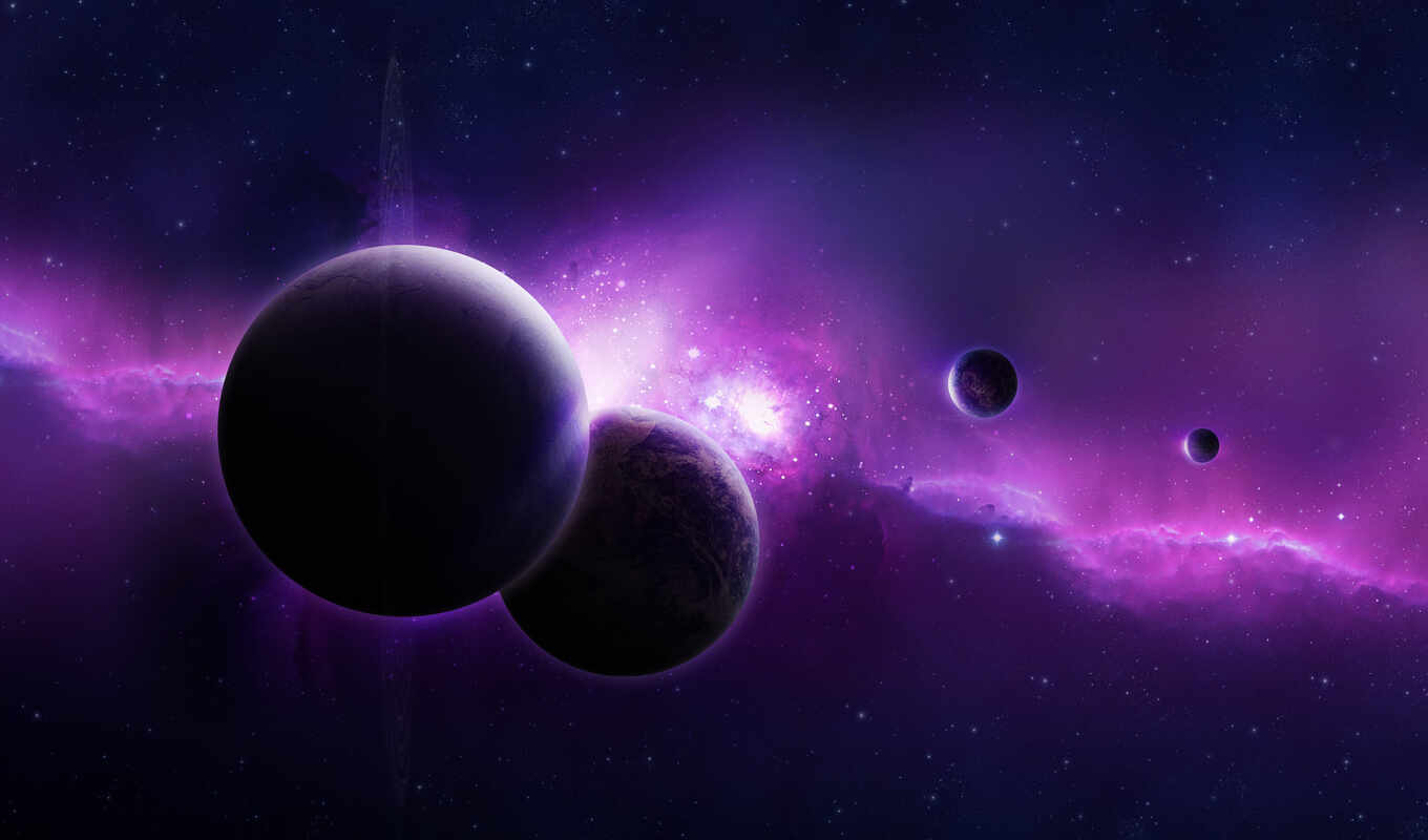 planets, universe, nebula, purple