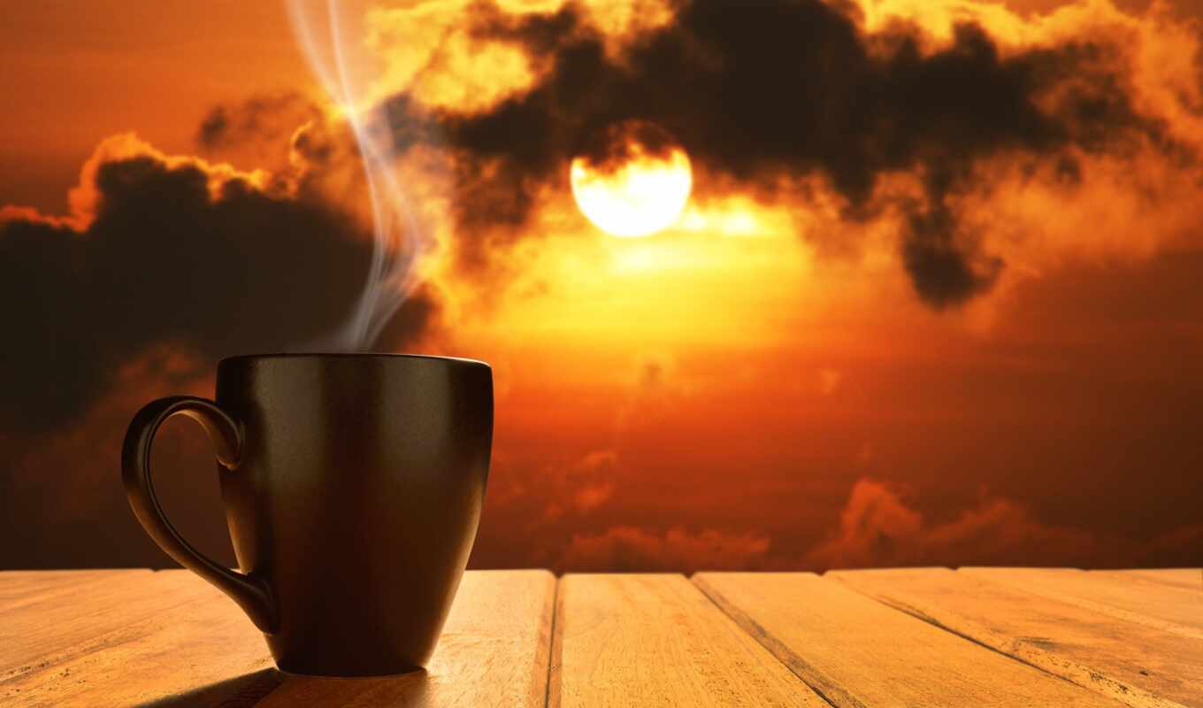 coffee, облако, утро, cup, warm, oir