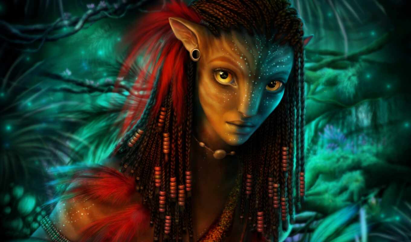 you, girl, picture, rendering, portrait, avatar, creature, neytiri, pigtail