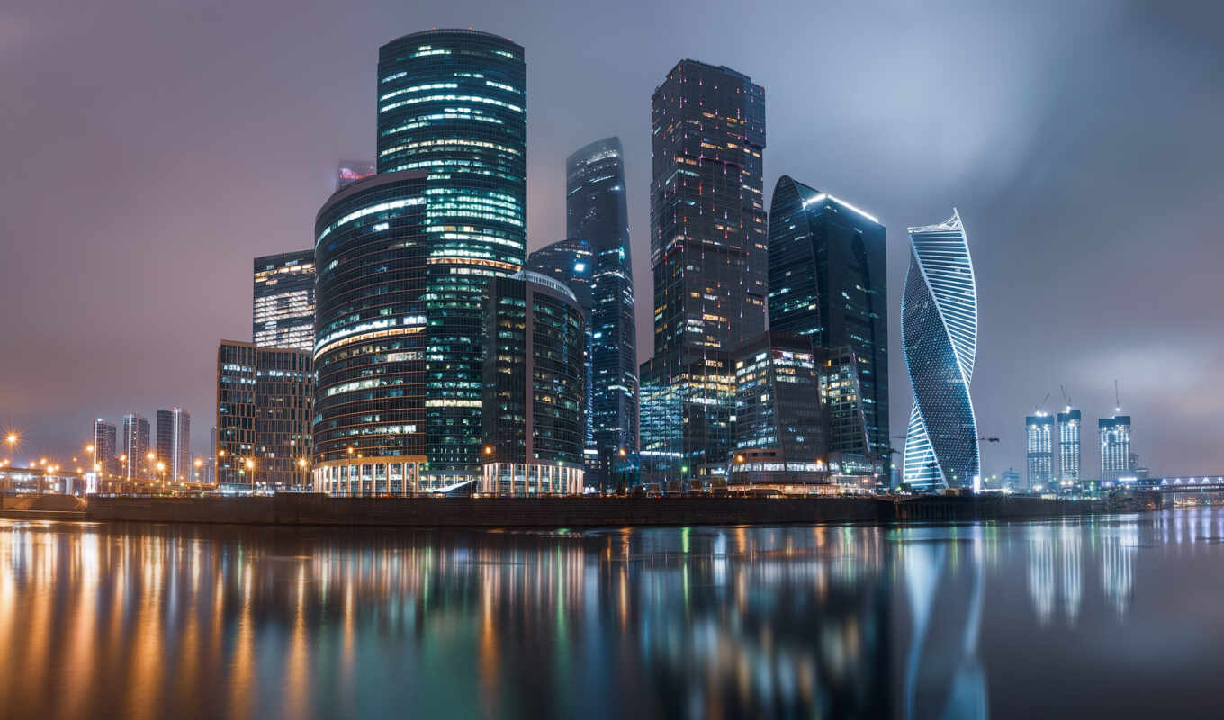 photo, city, night, moscow, business, Russia, picture, city, skyscraper