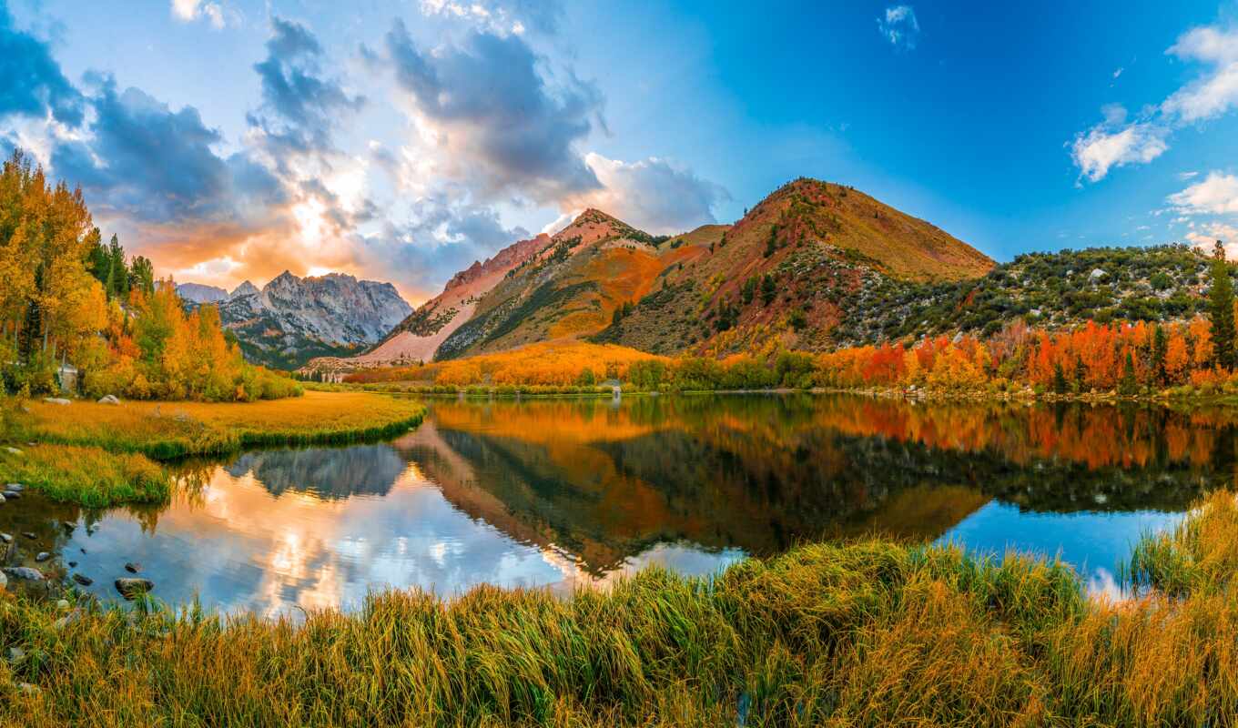 lake, nature, mountain, california, see, autumn, cloud, north, sierra, xfce