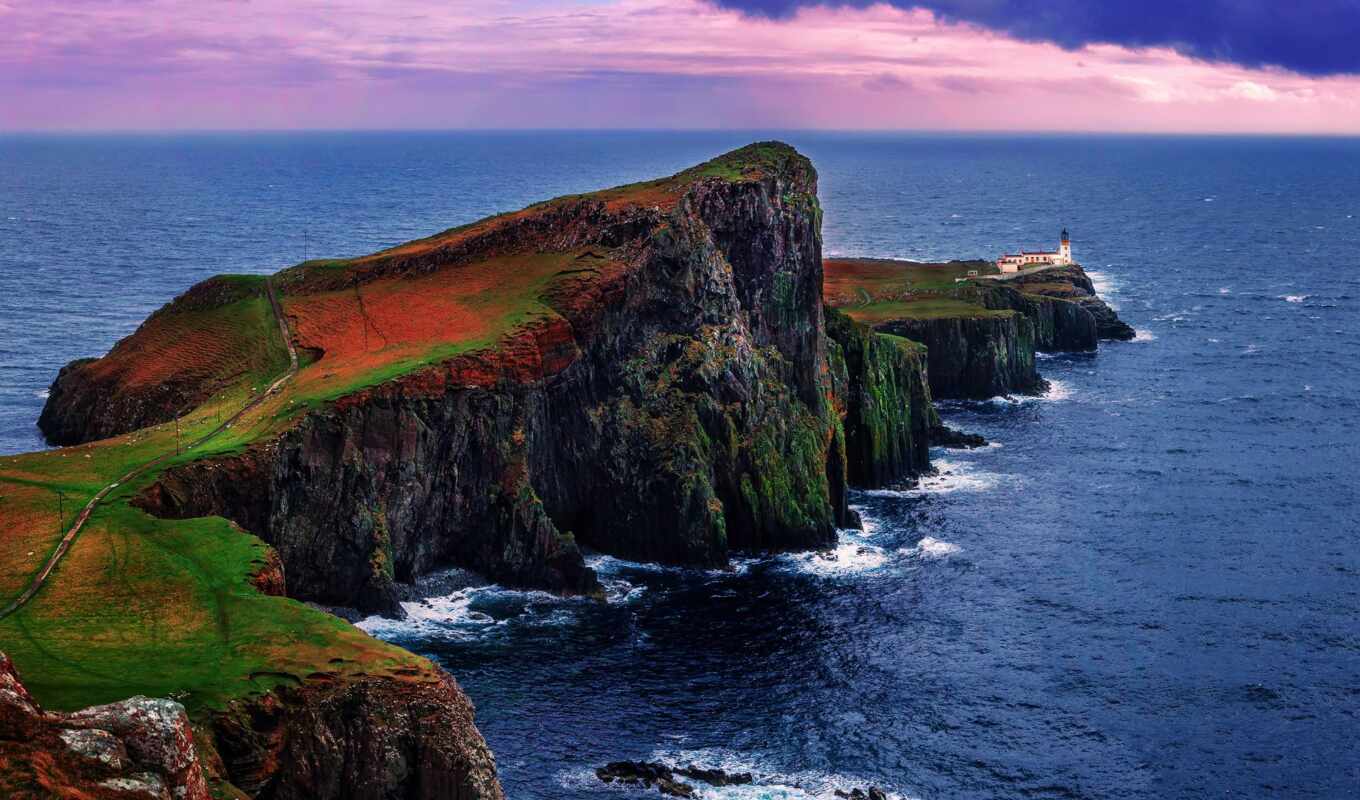 lighthouse, шотландия, point, isle, skye, neist