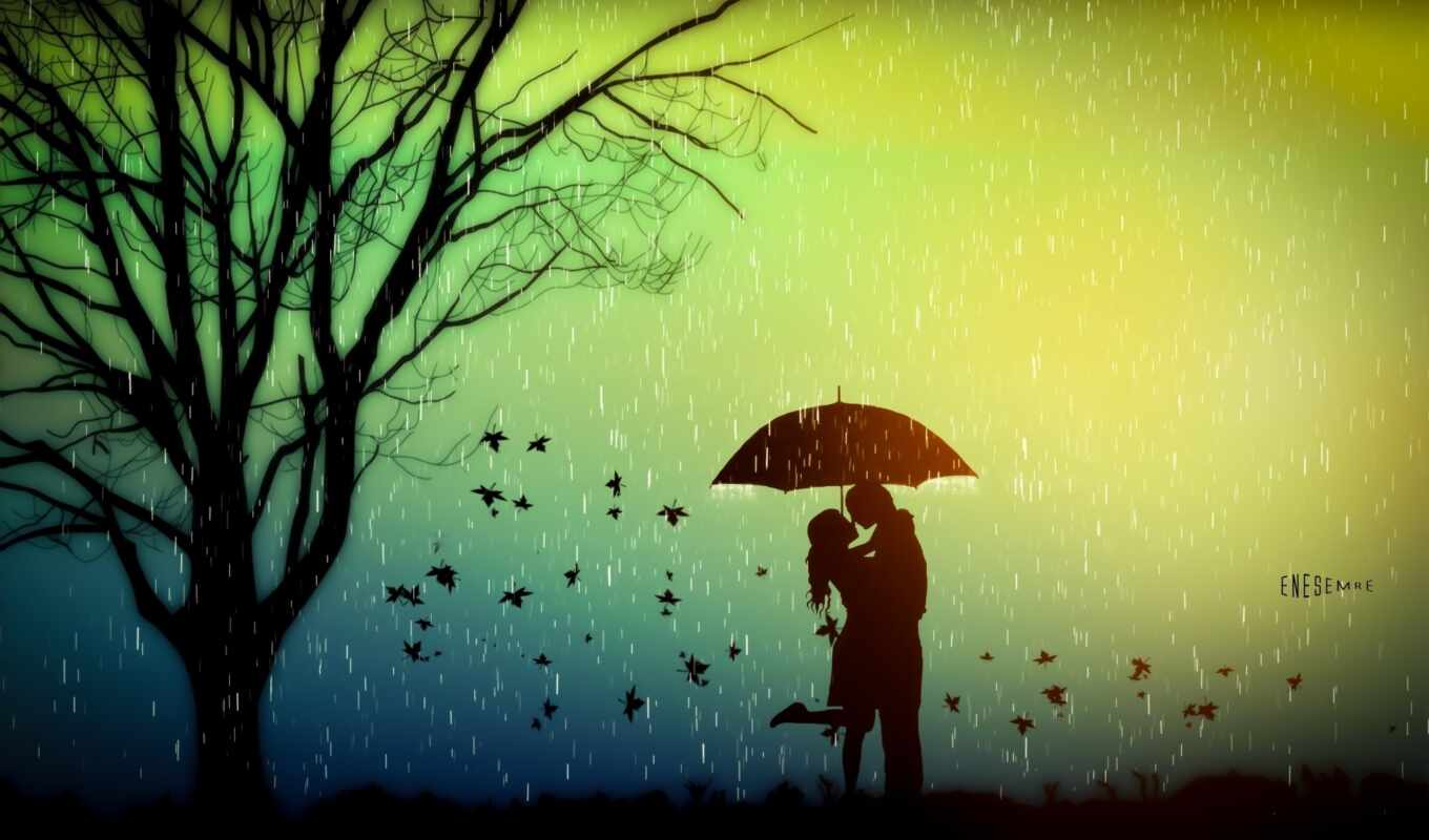 man, love, background, screen, rain, romance, romantic, umbrella, stick, animate