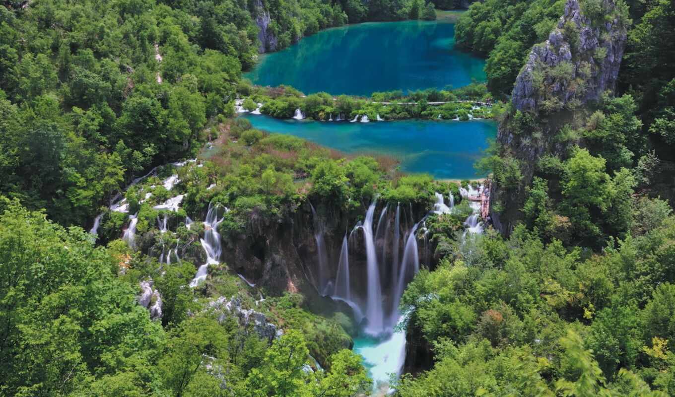 lake, nature, rest, park, waterfall, national, Croatia, plitvice