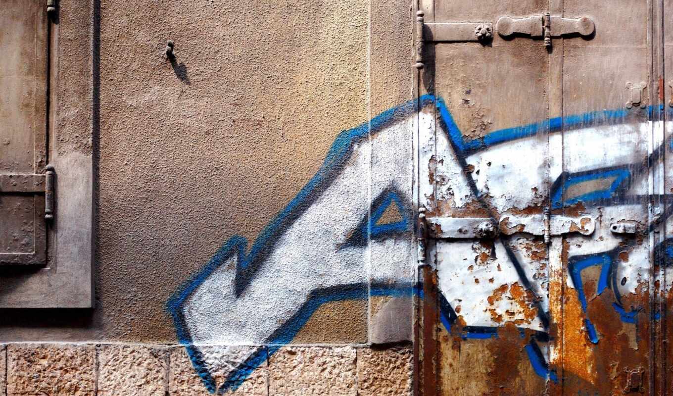 стена, graffiti, дверь, grafit