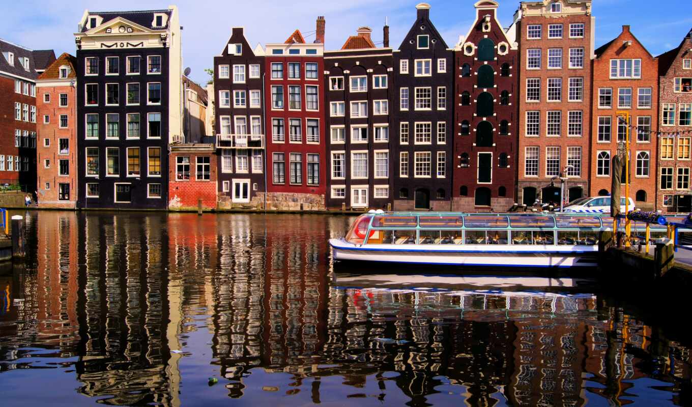 город, amsterdam, нидерланды, каналы, амстердама, каналам