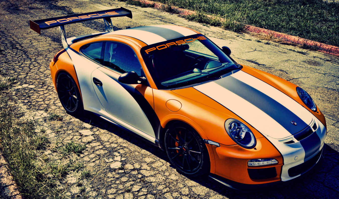 Porsche, orange, goodfon