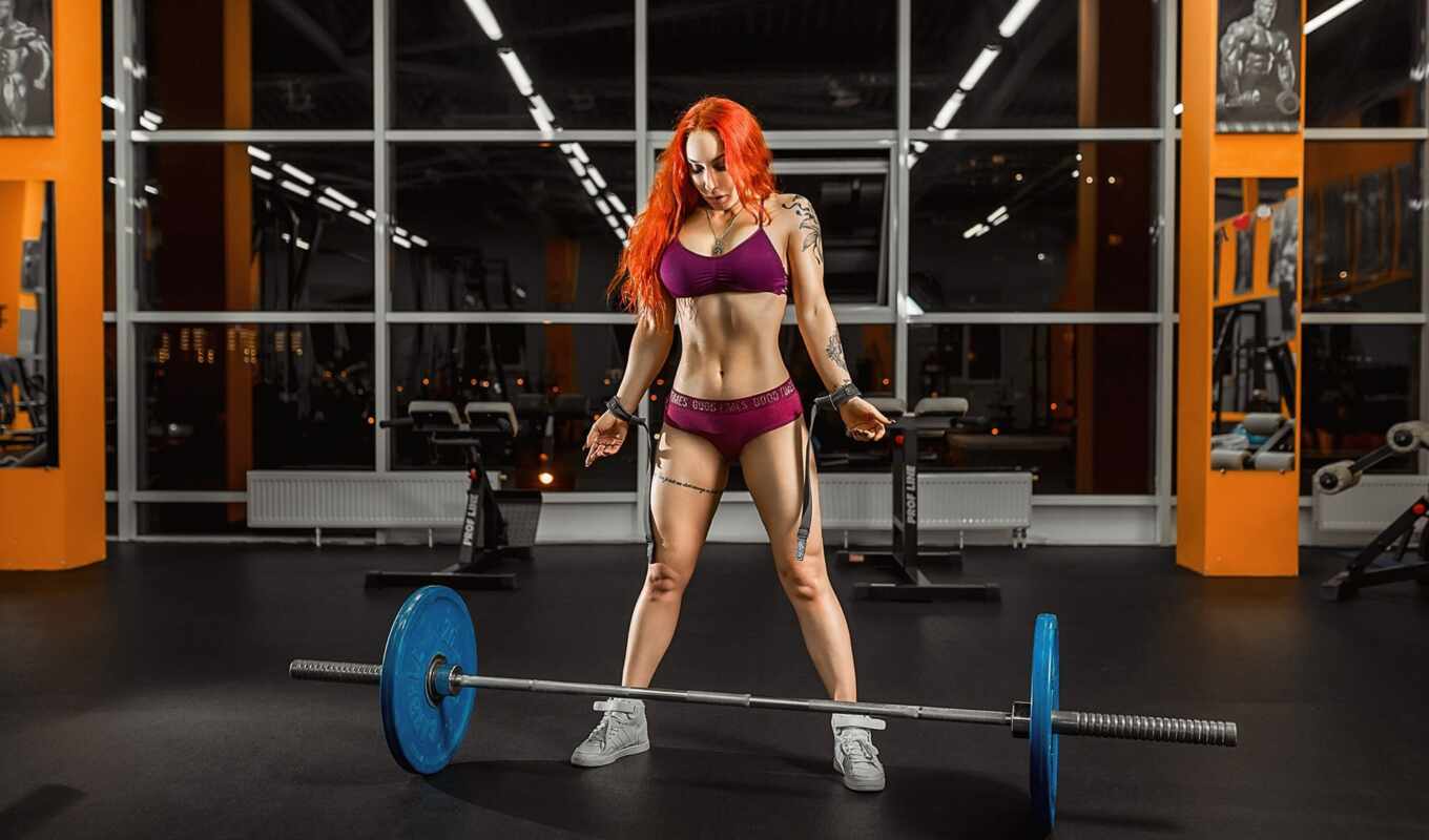 женщина, redhead, фитнес