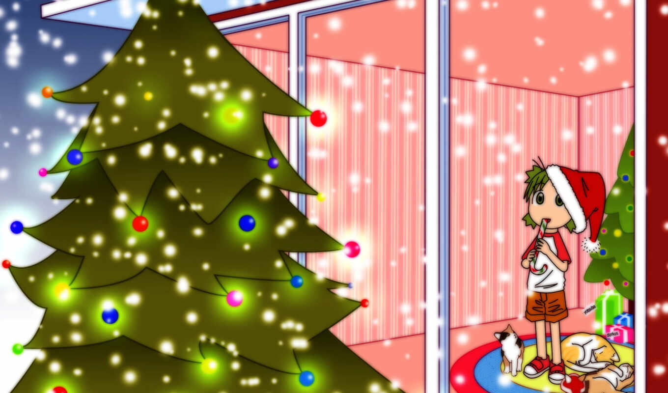 картинка, home, new, аниме, christmas, tags, post, year, tapety, tree, yıl, yotsubato, miuki, yotsuba
