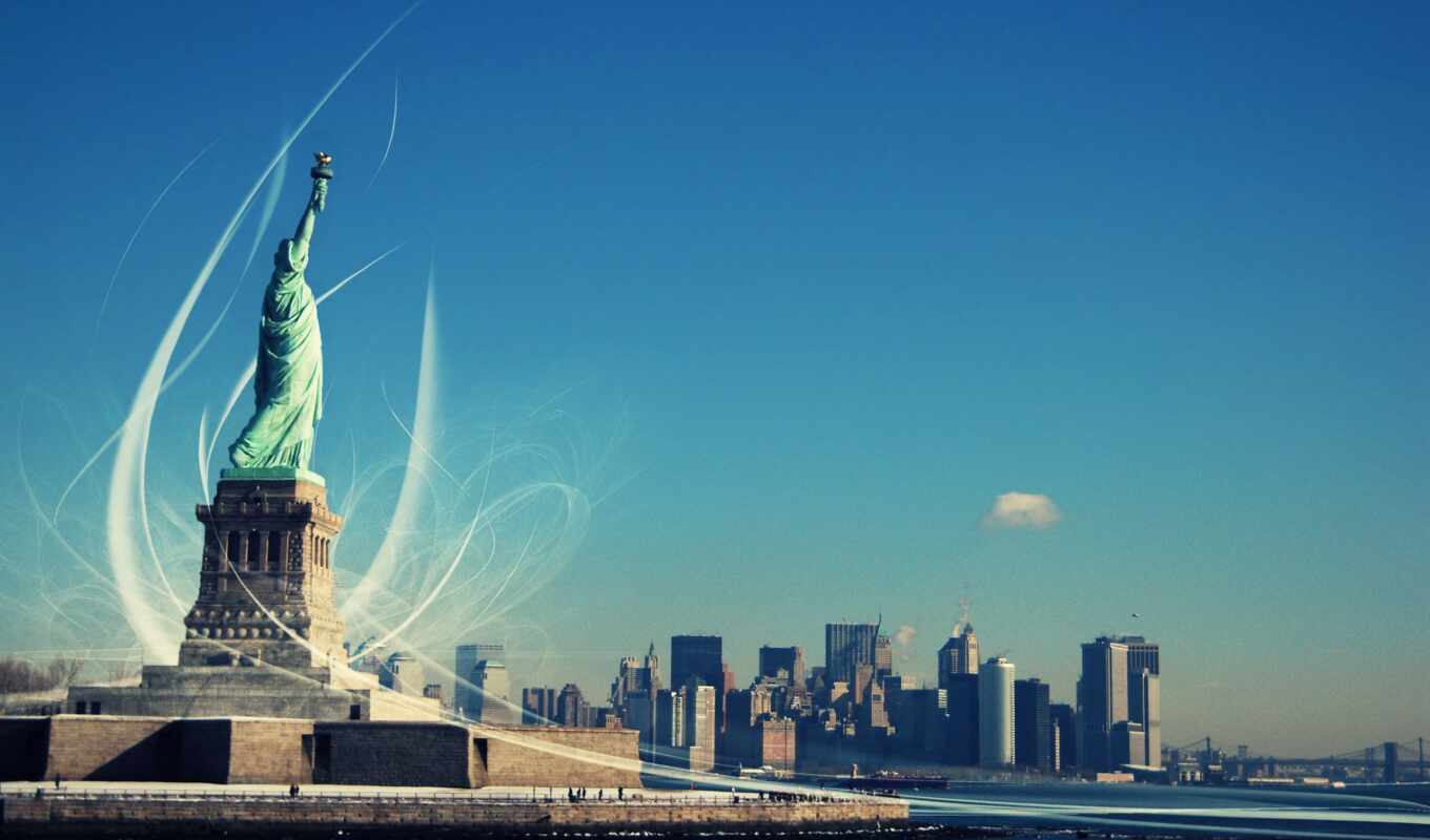 new, город, свободы, статуя, york, liberty