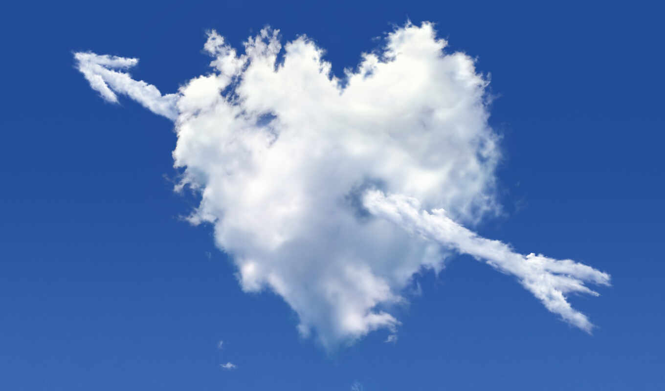 небо, изображение, стрелок, rendering, сердце, облако, сердца, oblaka