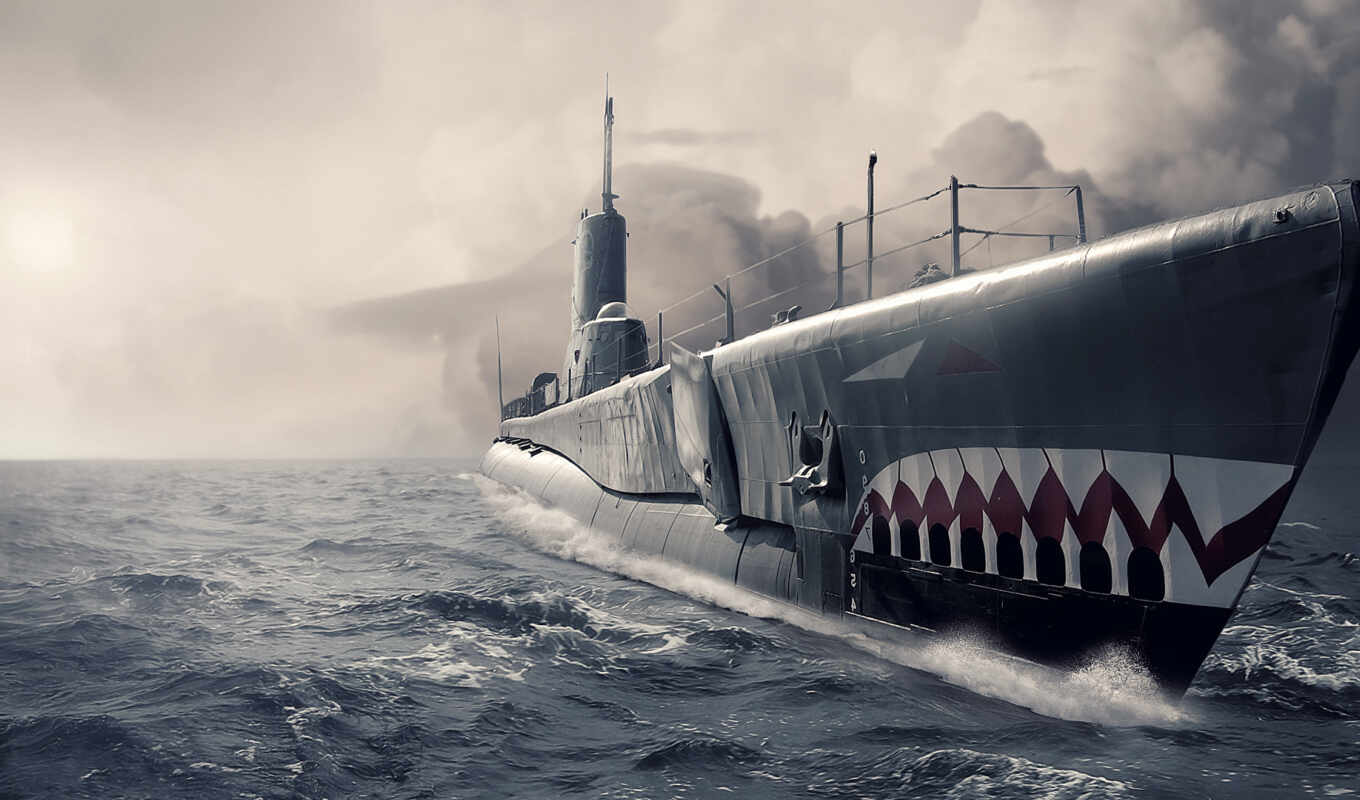 подводная, лодка, арт, submarine, 