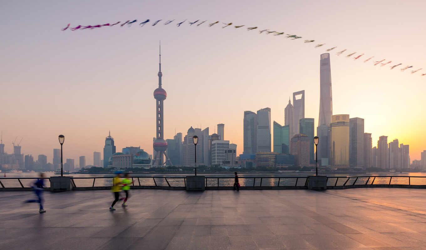 skyline, shanghai, china, pudong