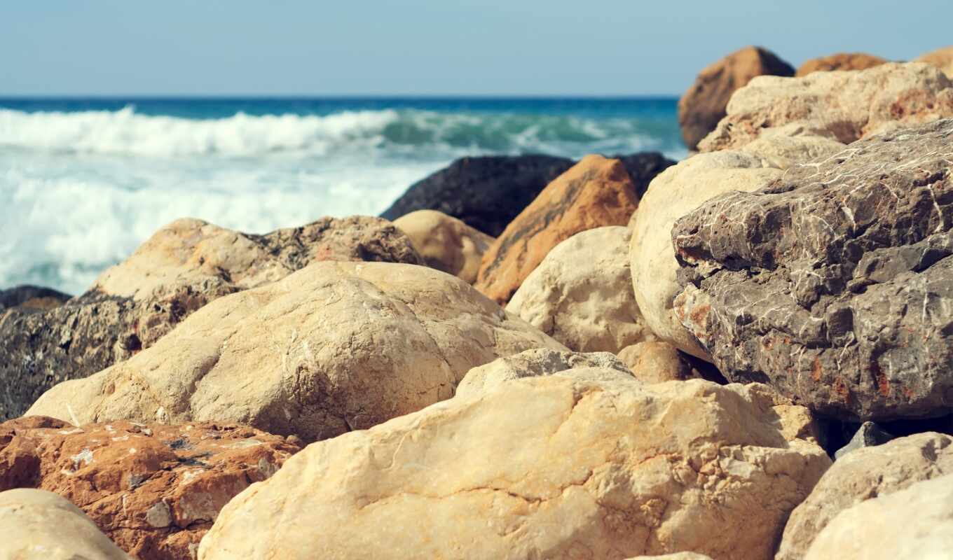 круглые, пляж, море, берег, моря, заставки, waves, камни, булыжники