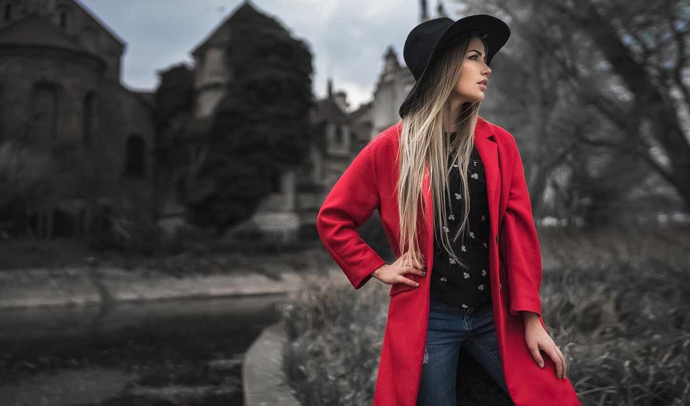 hat, girl, red, red, model, Marie, jane, fur coat, Mary, publish, puchnin