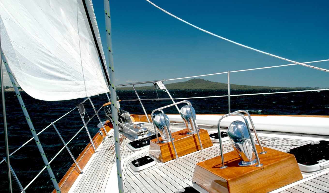 deck, sea, wave, sailboat, yacht, sail