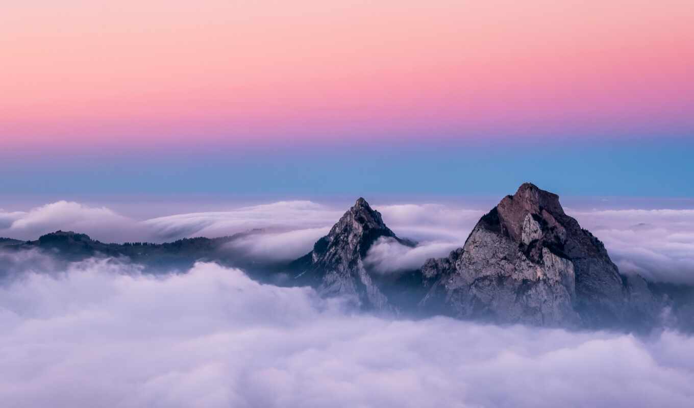 nature, sky, background, a laptop, snow, mountain, cloud, pink, swiss, peak