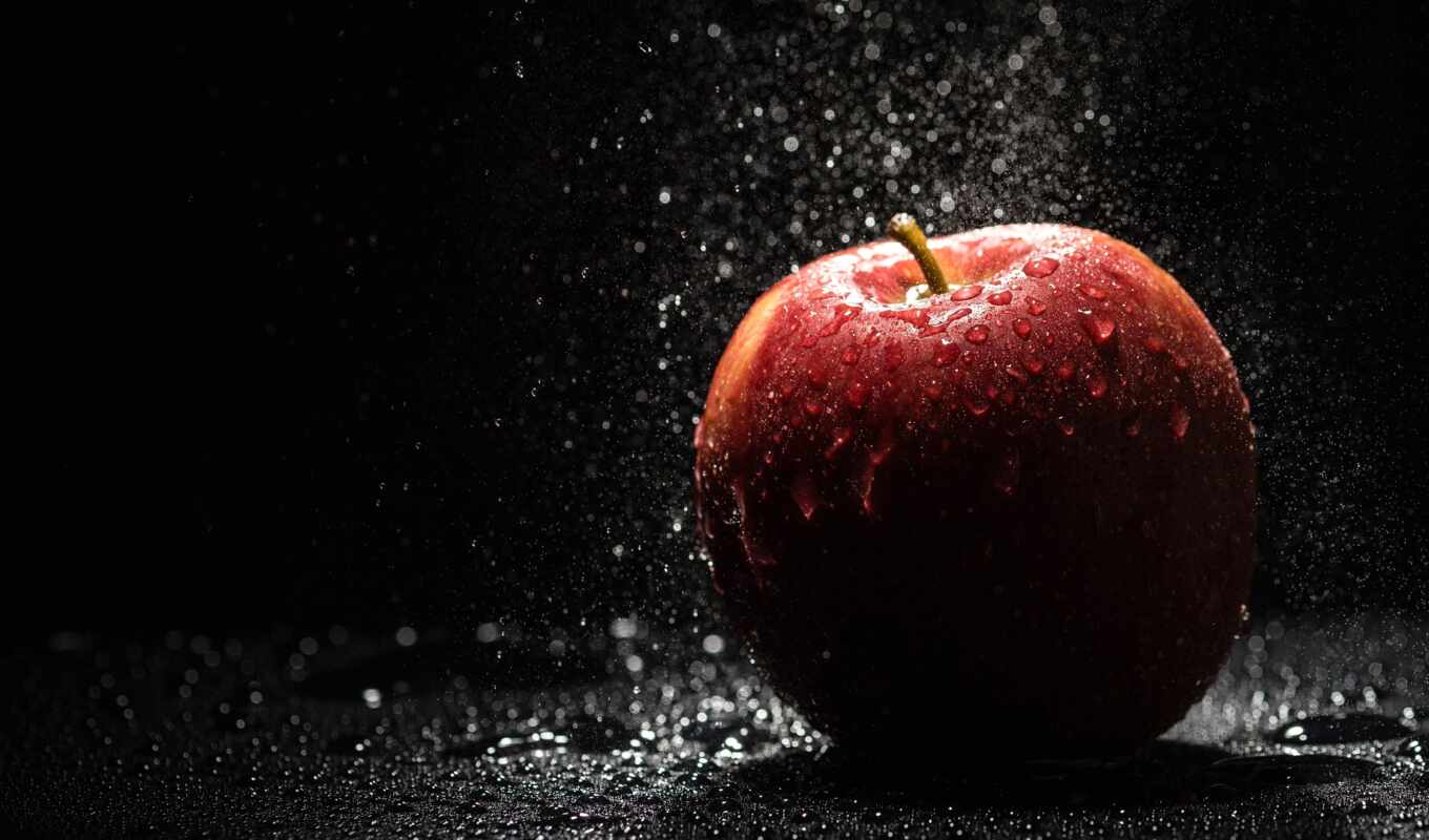 drop, apple, water, плод