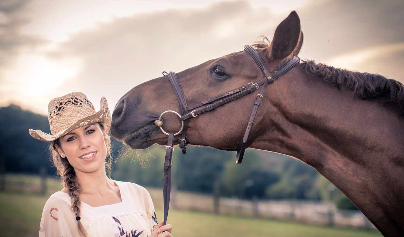 hat, girl, woman, horse, animal, screen, young, girl, horse, hat, golov