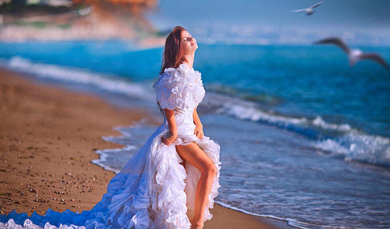 beach, skirt, bride