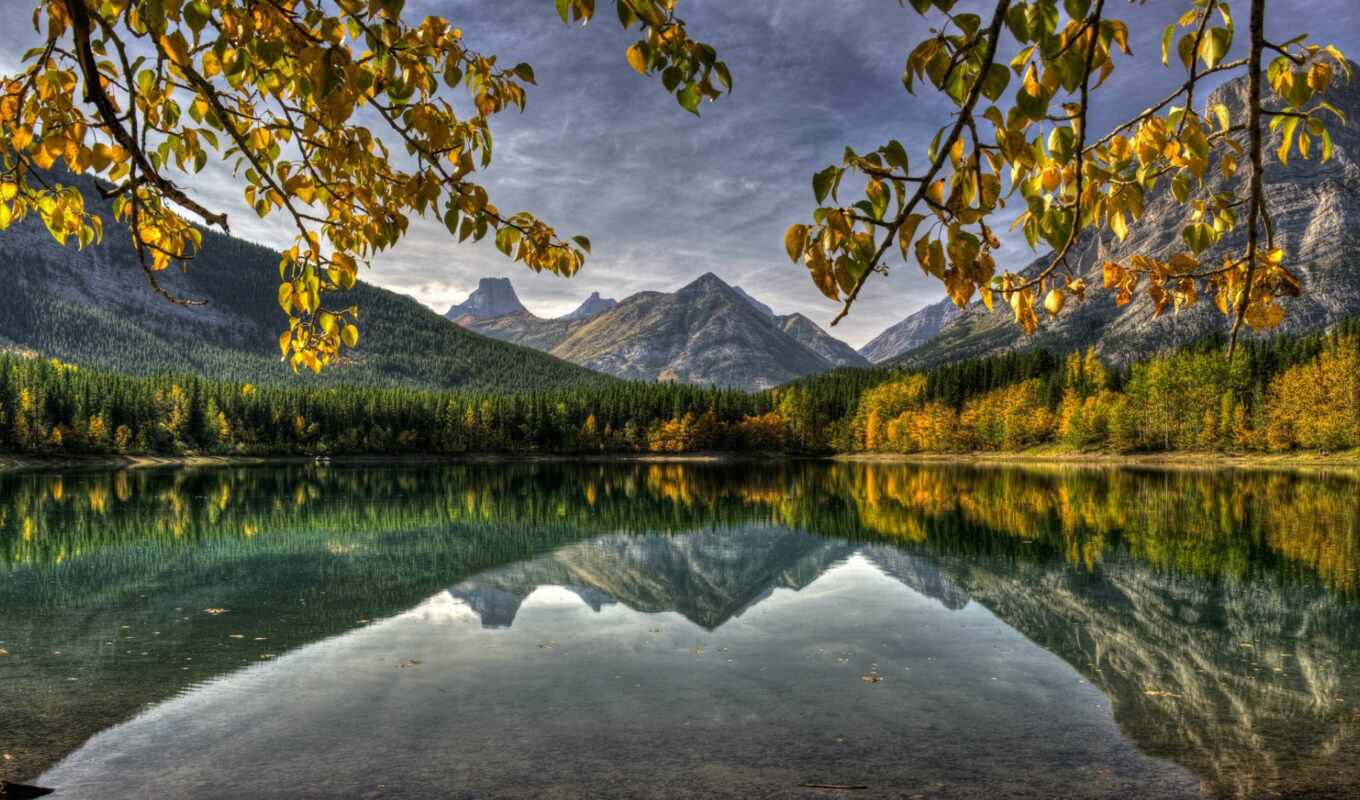 озеро, канада, осень, provincial, loughe, oir