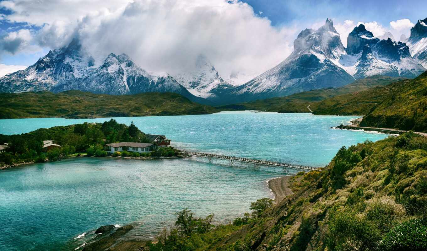 озеро, гора, america, del, park, paine, chile, national, travel, torre, rare