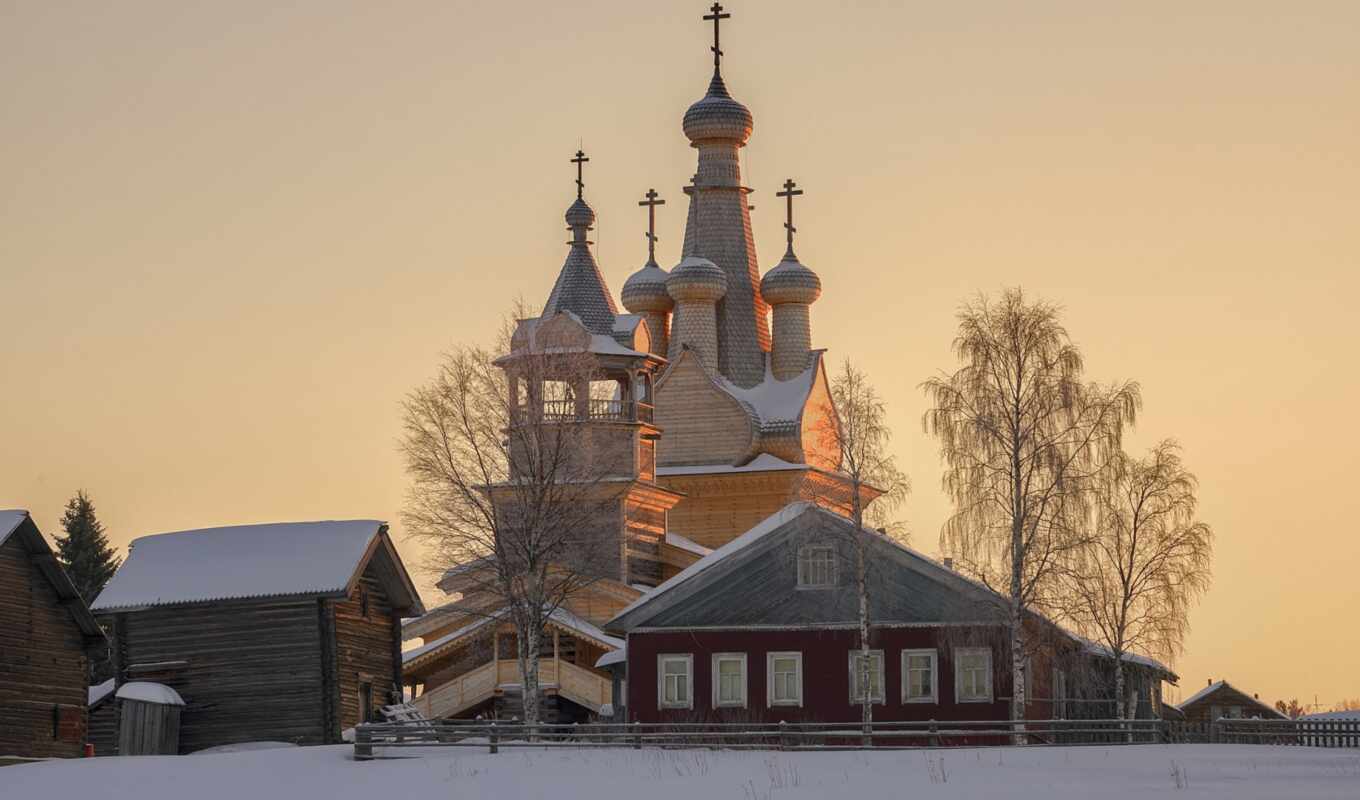 mac, square, village, object, church, archangel, Arkhangelsk, oblast, kimzhii