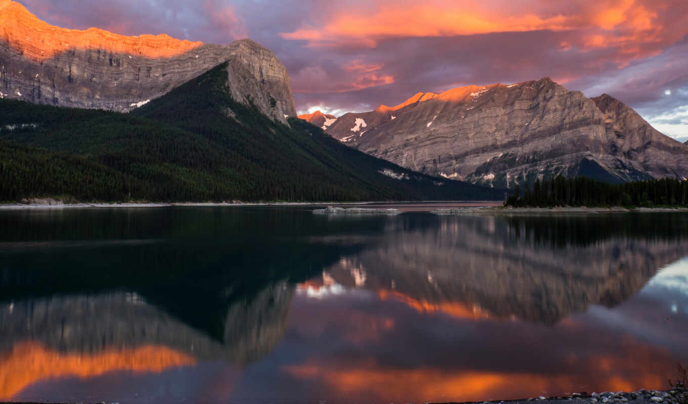 lake, nature, sky, light, landscape, Canada, alberta, cloud, reflection, kananaskis