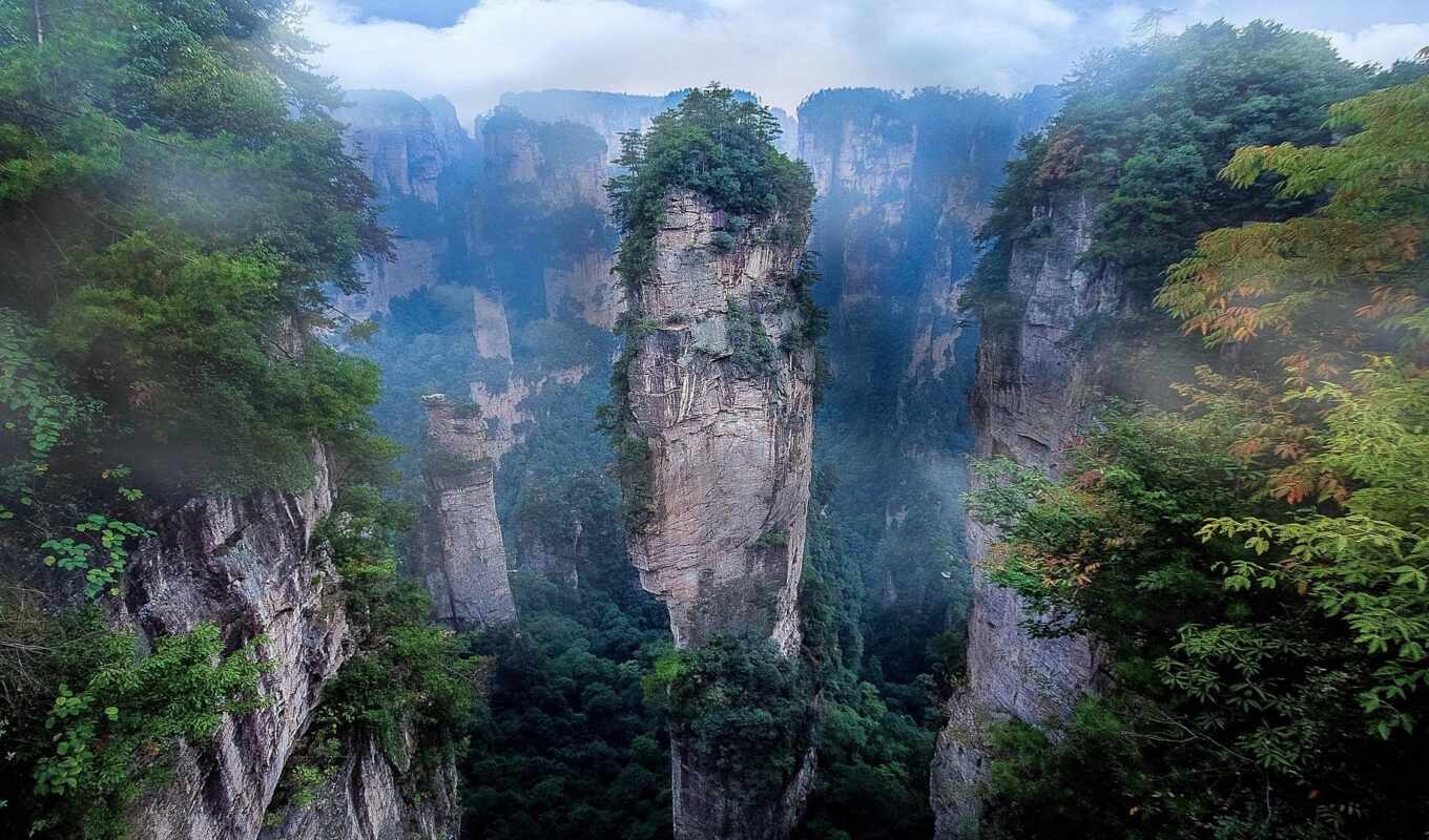 природа, гора, landscape, аватар, утро, park, national, china, mist, cliff