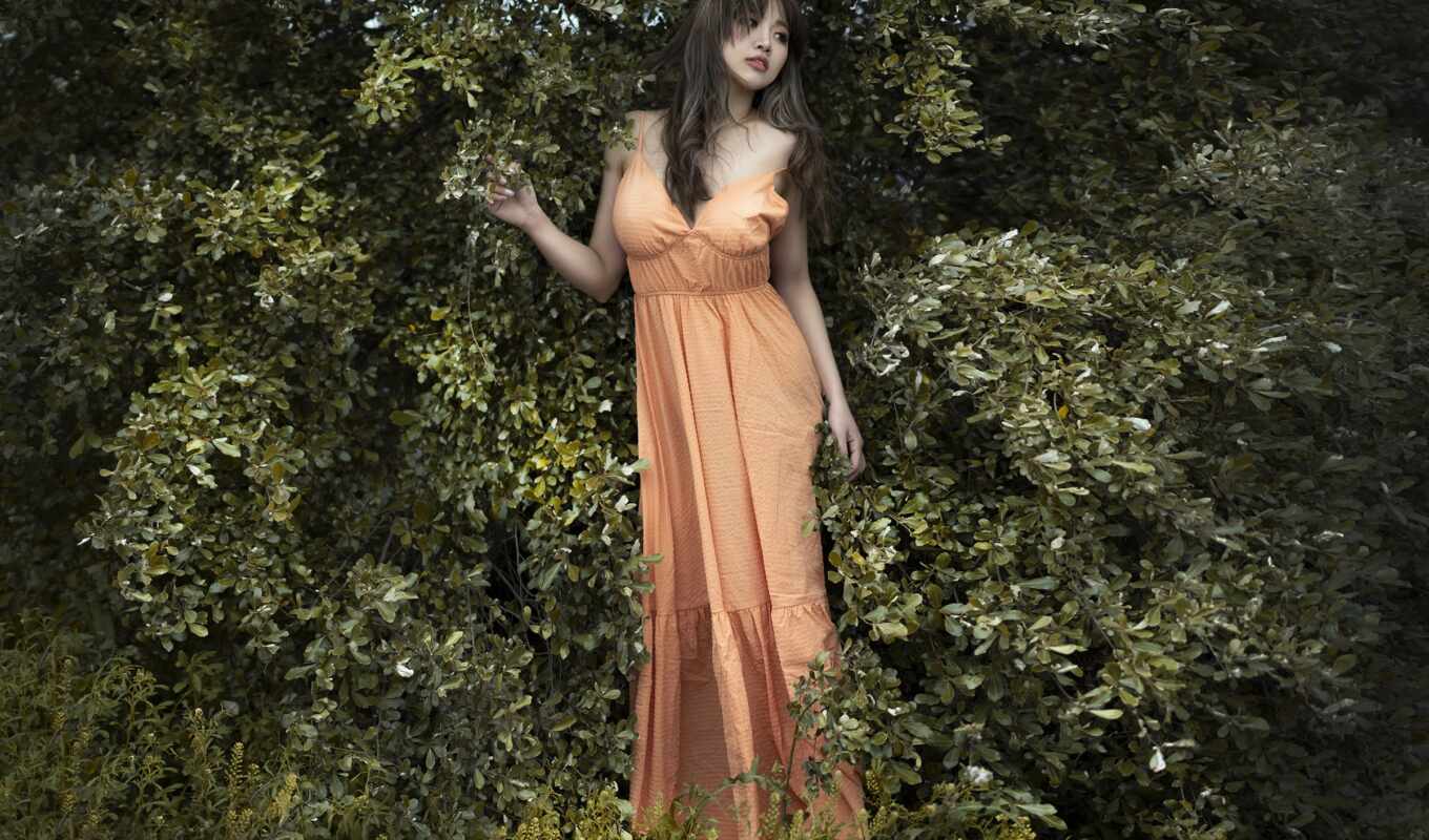 платье, оранжевый