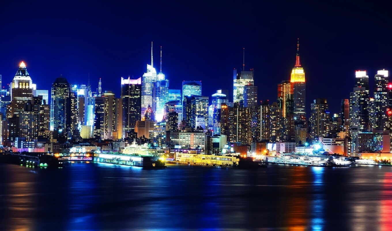 new, city, night, Bridge, lights, new, brooklyn, york