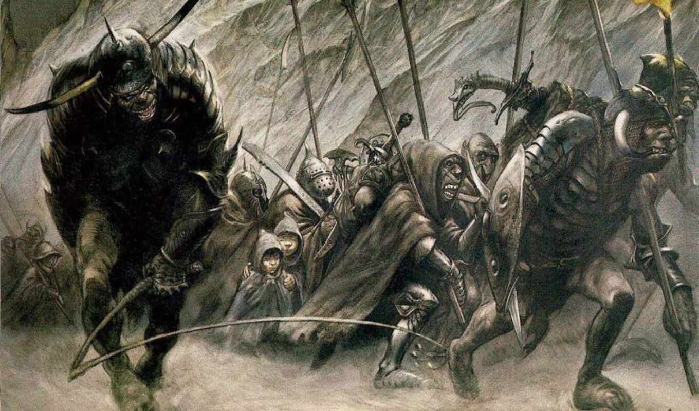 Orc army on the march, by John Howe : lotr