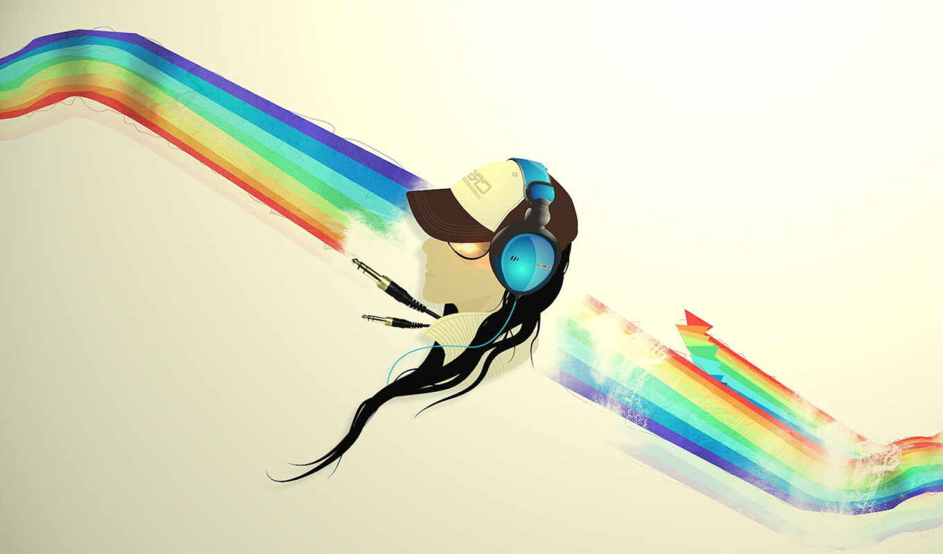 headphones, music, vector, rainbow, minimalism, : intended, stecker