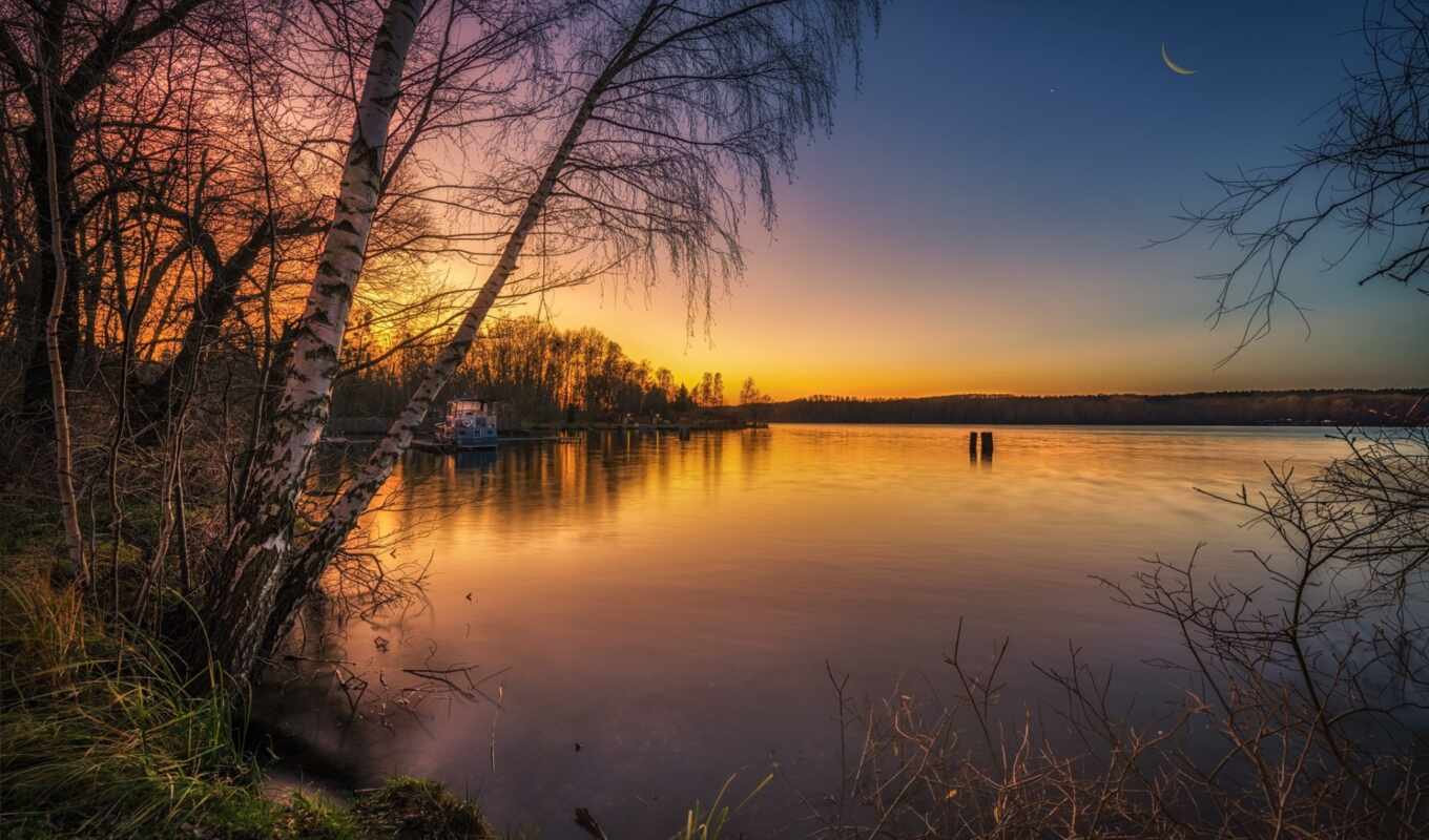 lake, sunset, view, xiaomus