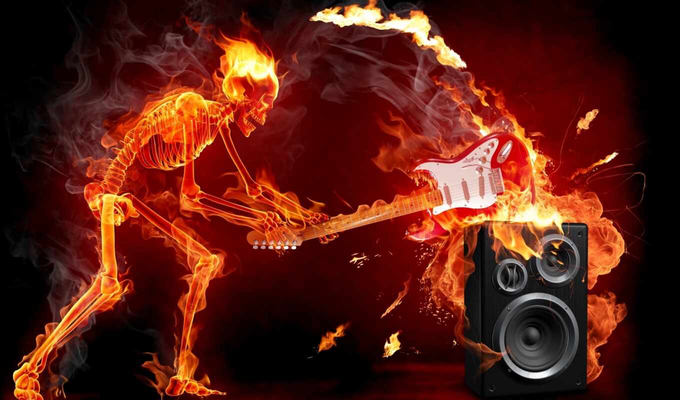 guitar, fire