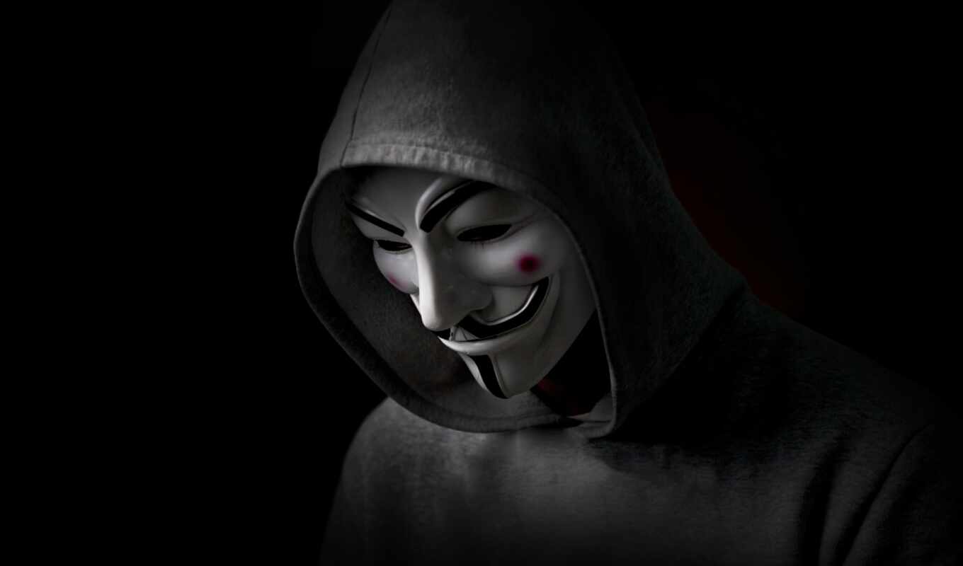 black, a computer, background, gallery, hack, mask, vendetta, anonymous, rare, hoodie, anonymus