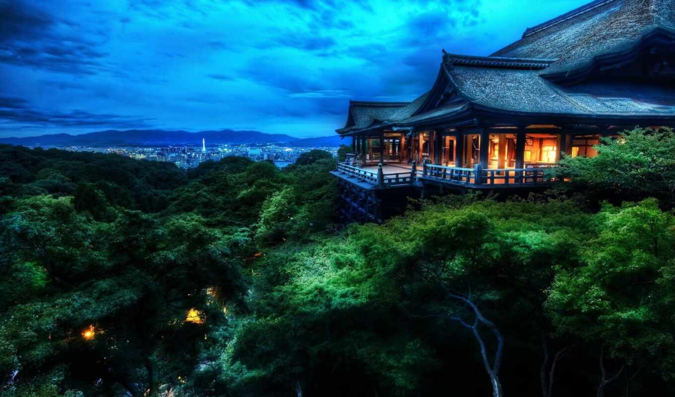 house, лес, houses, dark, landscapes, япония, kyoto