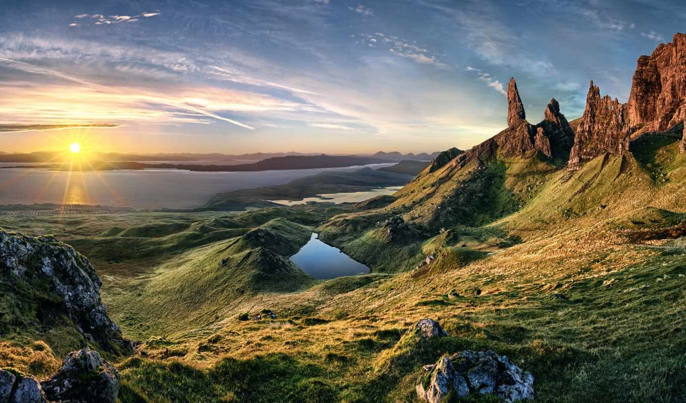 природа, ноутбук, песочница, rock, остров, шотландия, scotia, scottish, rising, высокий
