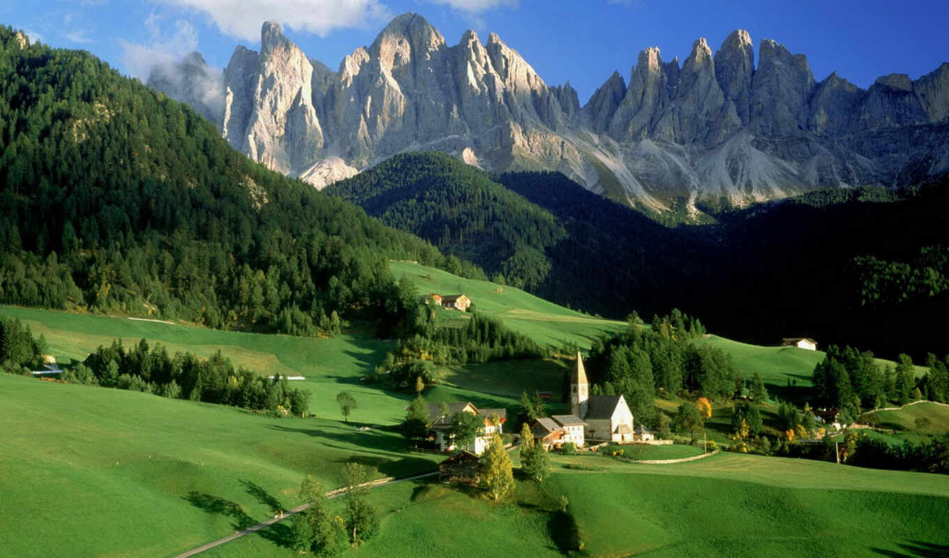 desktop, resolution, nature, the alps, val, italy, weights, dolomites, village