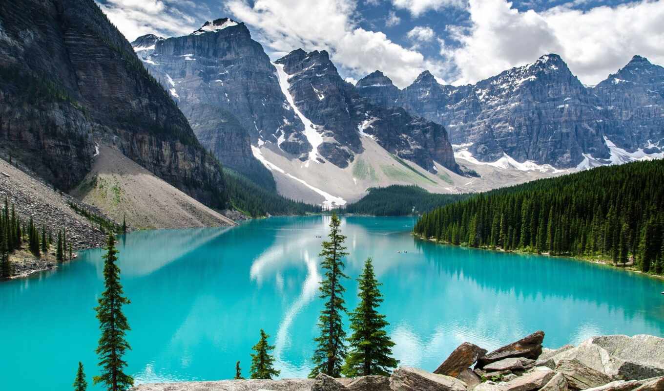 озеро, канада, park, national, moraine, banff