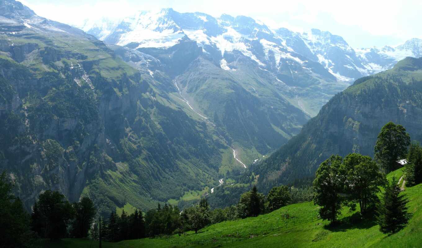 гора, georgia, деревня, альпы, долина, tourist, route, lauterbrunnen, грузия, lauterbrunnit