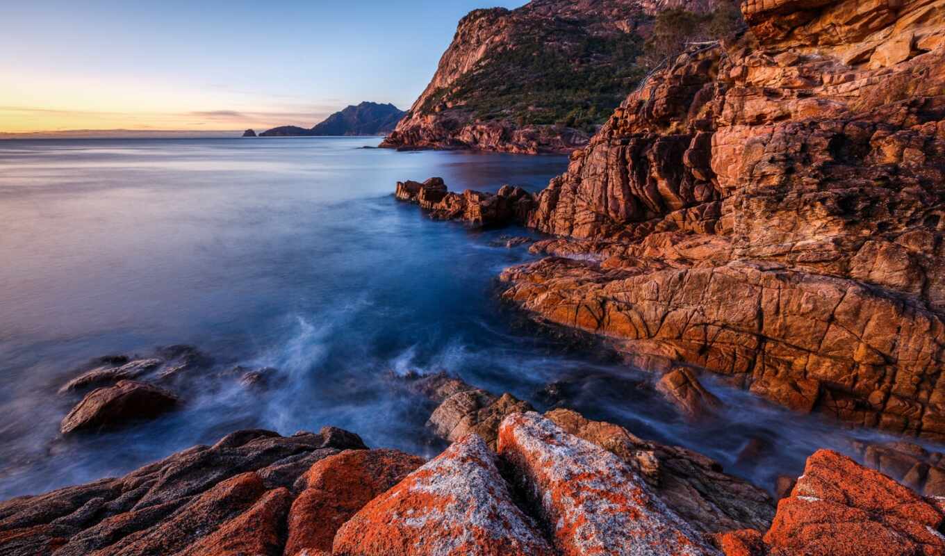 пляж, rock, австралия, landscape, море, качество, fond, tapety, побережье, tasmania